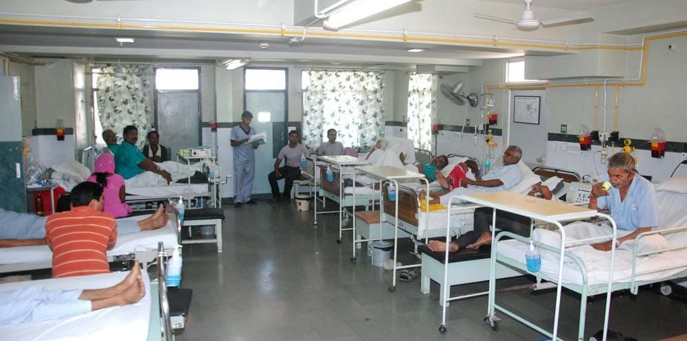 Multi-bed patient ward at Indira Seva Sansthan